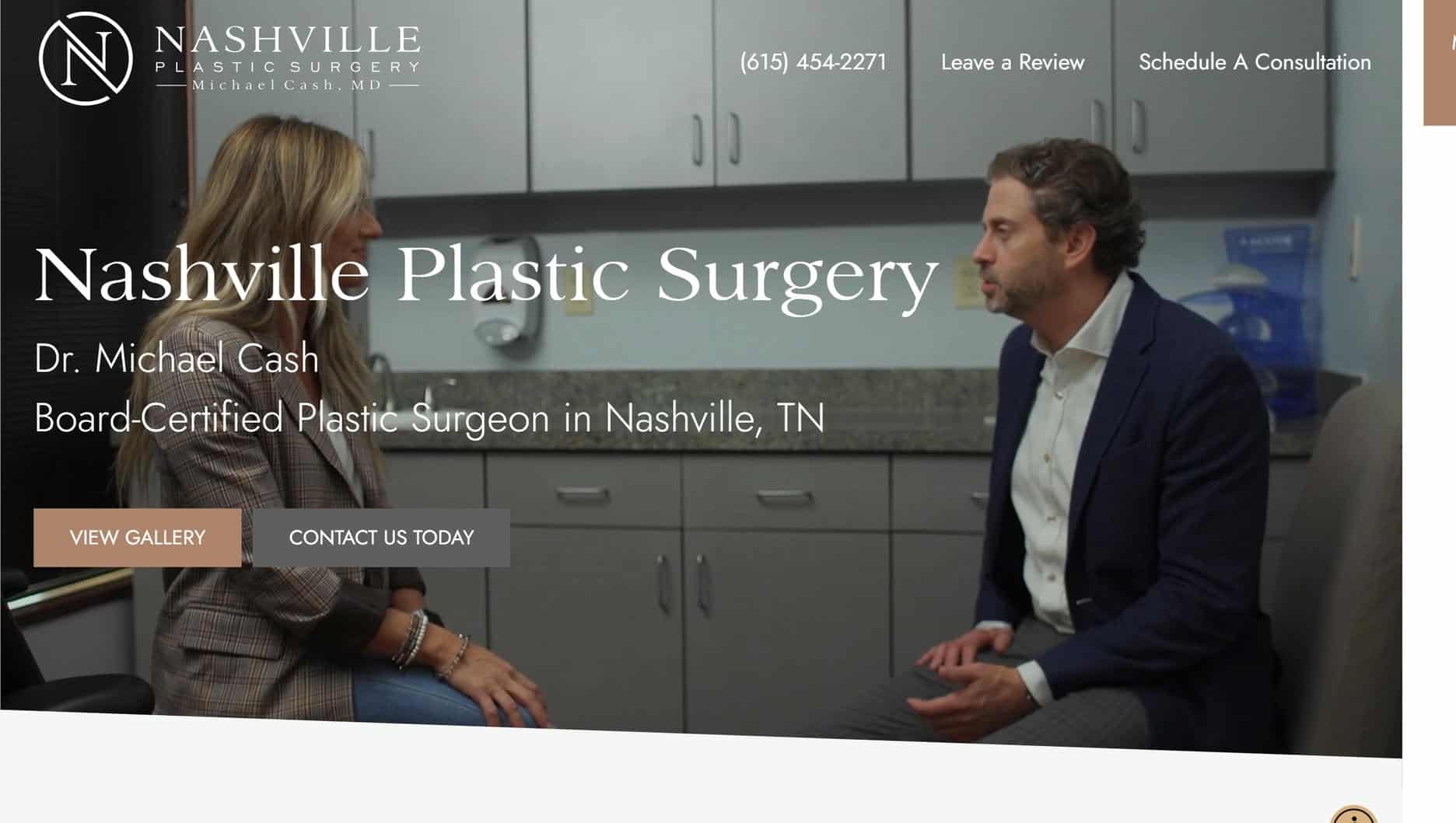 Nashville plastic surgery homepage website