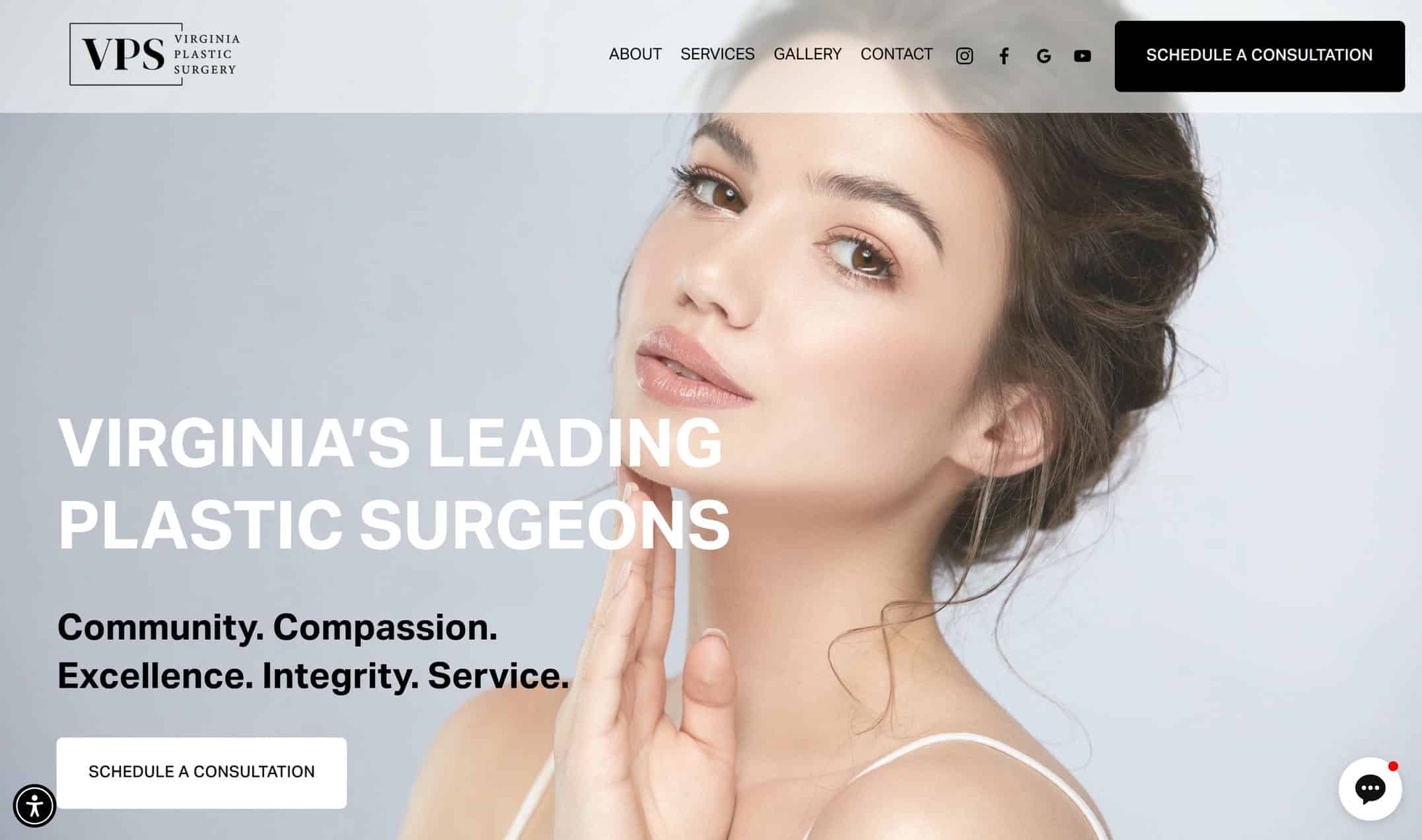 Virginia plastic surgery homepage website