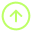 A pixelated, neon green upward-pointing arrow is centered within a neon green circle on a black background.