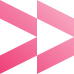 Two pink, right-pointing chevron shapes with a subtle triangular pattern are centered on a black background.