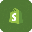 A green shopping bag with a white "S" on it, centered on a darker green background with rounded corners.