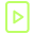 A bright green pixelated icon shows a vertical rectangle with a play button triangle inside.
