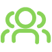 A light green outline icon shows three stylized people, with one central figure slightly in front of two others.